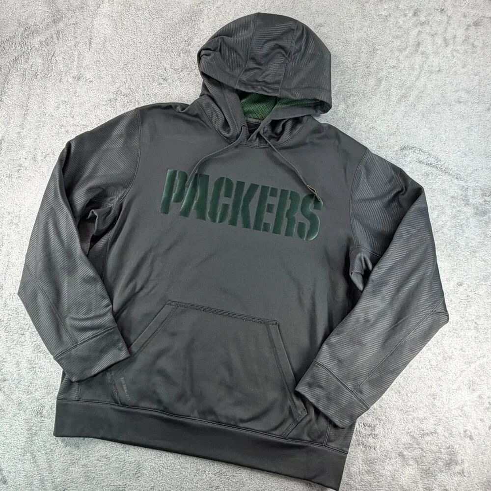 Nike Green Bay Packers Hoodie Mens L Gray NFL Football Pullover Sweatshirt